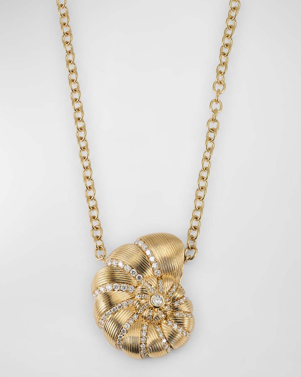 14K Fluted Nautilus Shell Necklace
